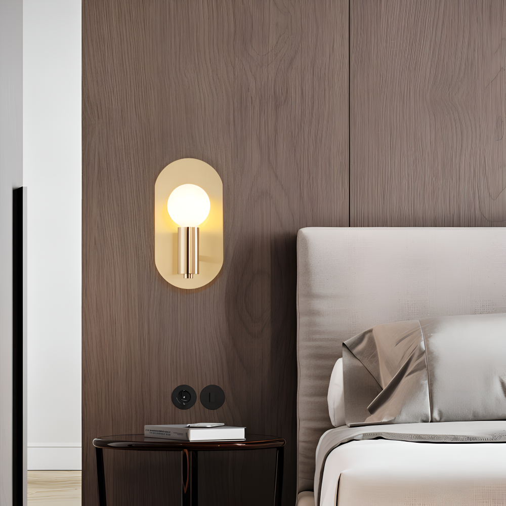 Modern Copper Wall Sconce Lighting with Gold Oval Plate – LED Wall Lamp for Indoor Use 1