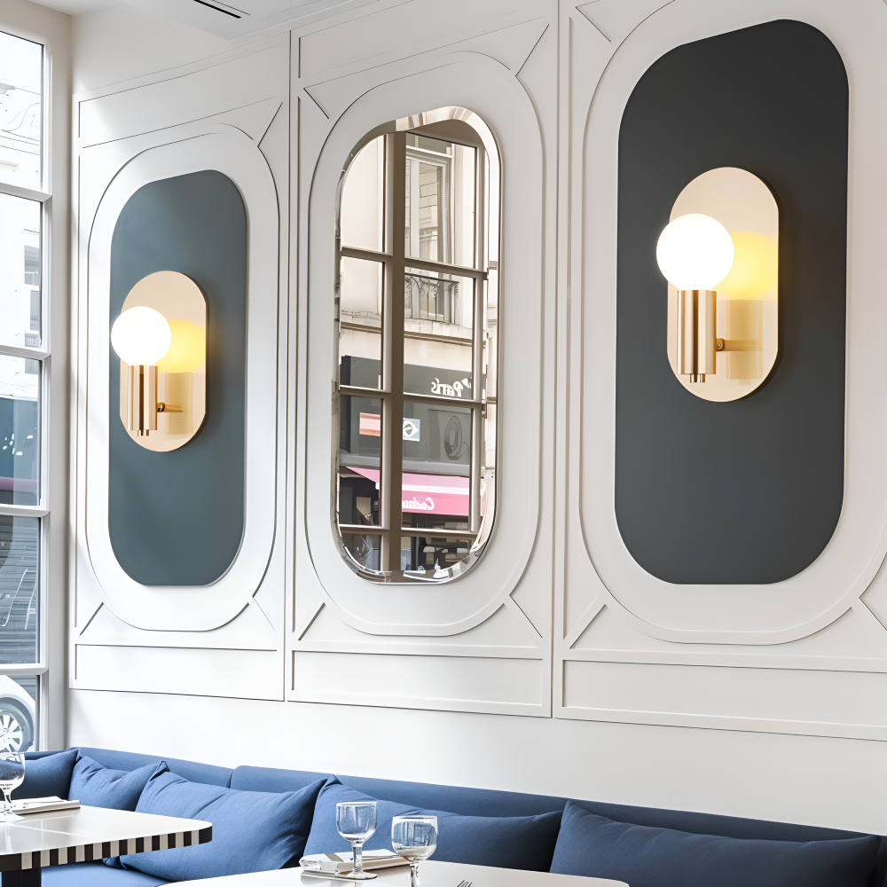 Modern Copper Wall Sconce Lighting with Gold Oval Plate – LED Wall Lamp for Indoor Use 2