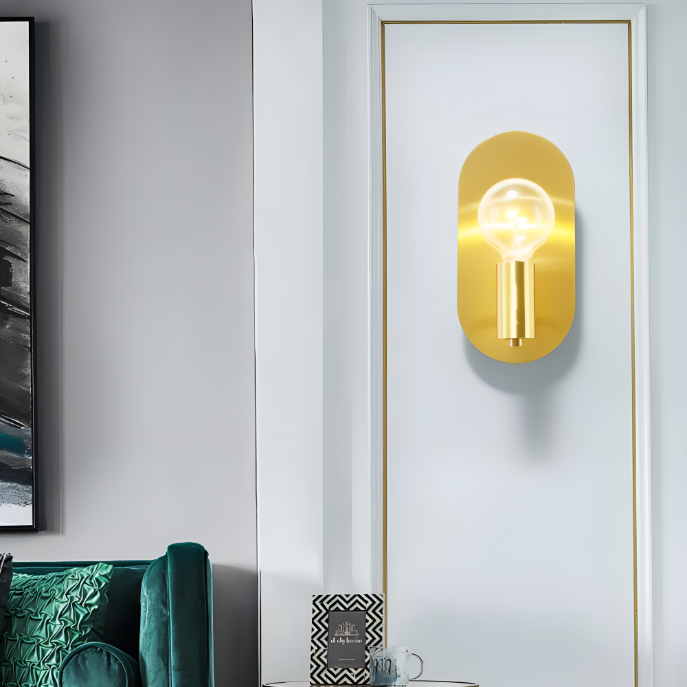 Modern Copper Wall Sconce Lighting with Gold Oval Plate – LED Wall Lamp for Indoor Use 4