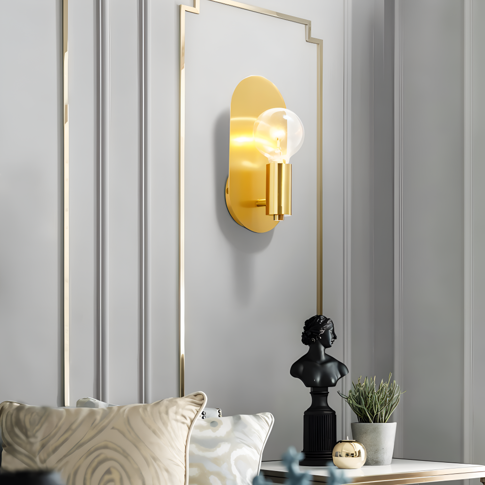 Modern Copper Wall Sconce Lighting with Gold Oval Plate – LED Wall Lamp for Indoor Use 5
