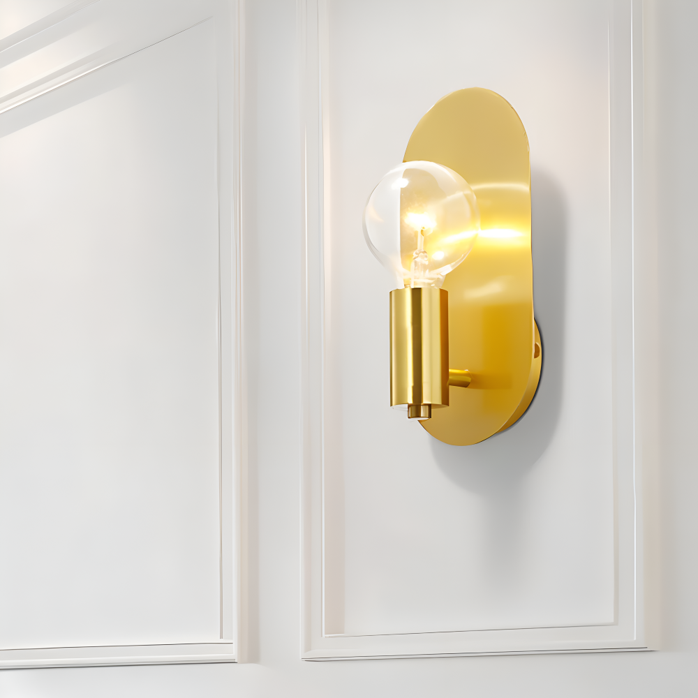 Modern Copper Wall Sconce Lighting with Gold Oval Plate – LED Wall Lamp for Indoor Use 6