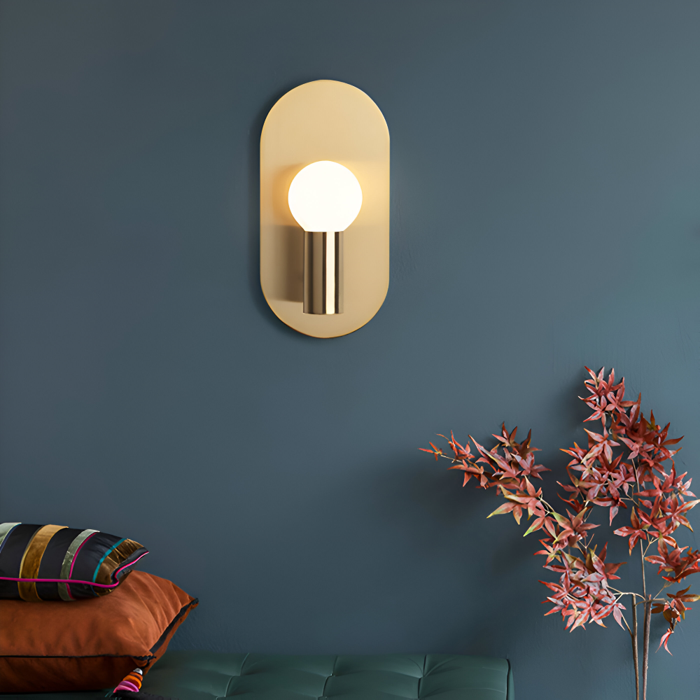 Modern Copper Wall Sconce Lighting with Gold Oval Plate – LED Wall Lamp for Indoor Use 7