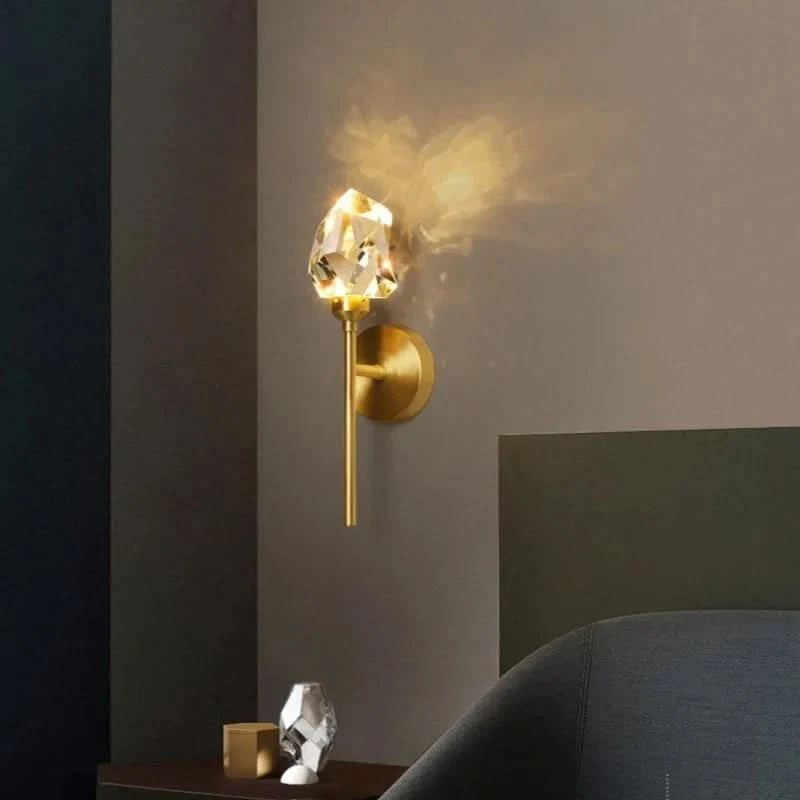 Modern Glass Wall Light with Gold Frame – Elegant LED Wall Lamp for Living Room, Bedroom, Hallway 1