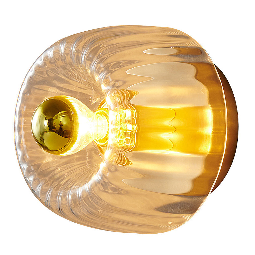 Modern LED Ceiling Light Fixture with Brass Accents – Elegant Glass Design for Home and Café 3