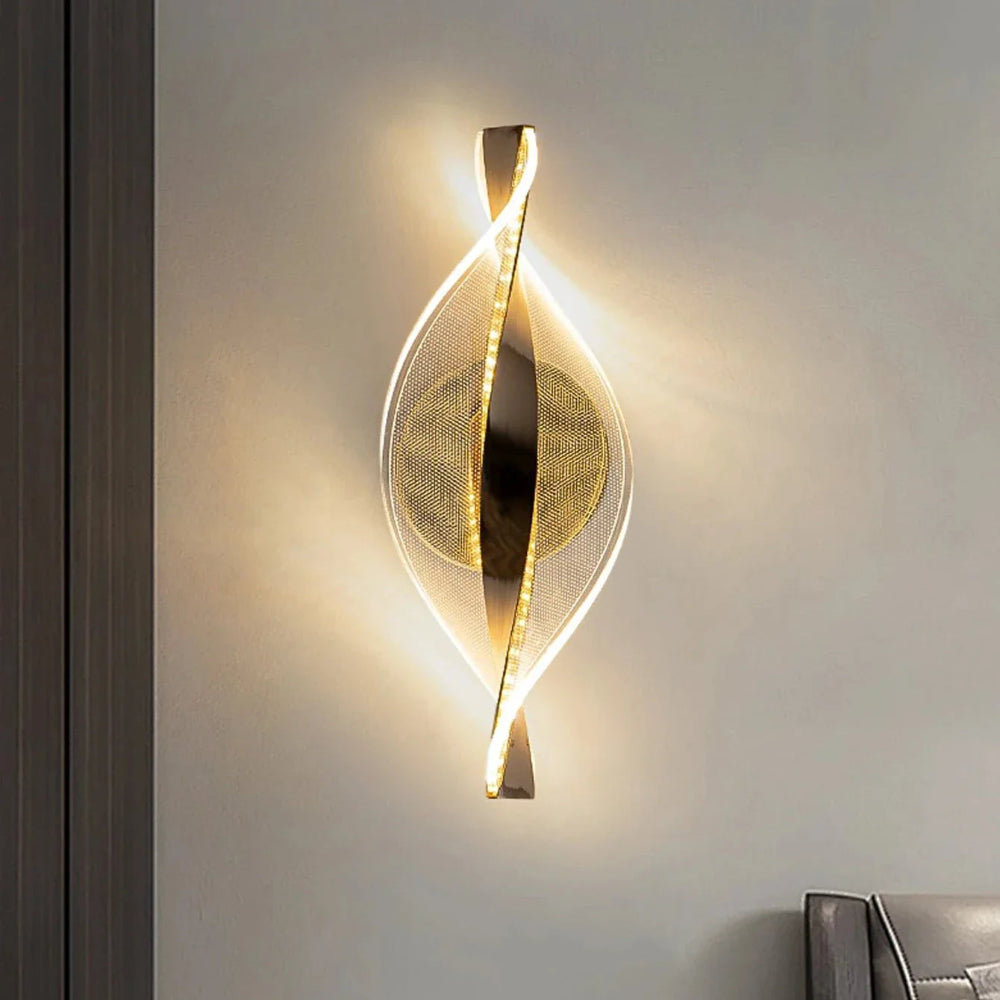 Decorative wall light fixture on a neutral wall