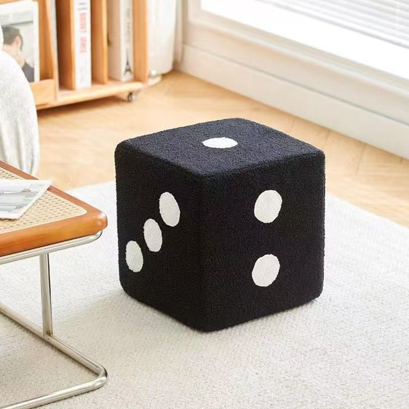 Modern Minimalist Footstool Ottoman in Black and White Teddy Fleece – Square Design, Versatile Use for Living Room or Entryway 0