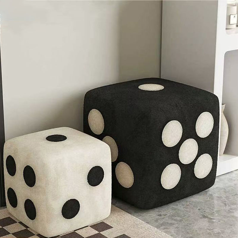 Modern Minimalist Footstool Ottoman in Black and White Teddy Fleece – Square Design, Versatile Use for Living Room or Entryway 2