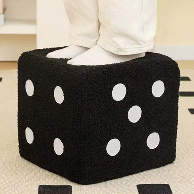 Modern Minimalist Footstool Ottoman in Black and White Teddy Fleece – Square Design, Versatile Use for Living Room or Entryway 7