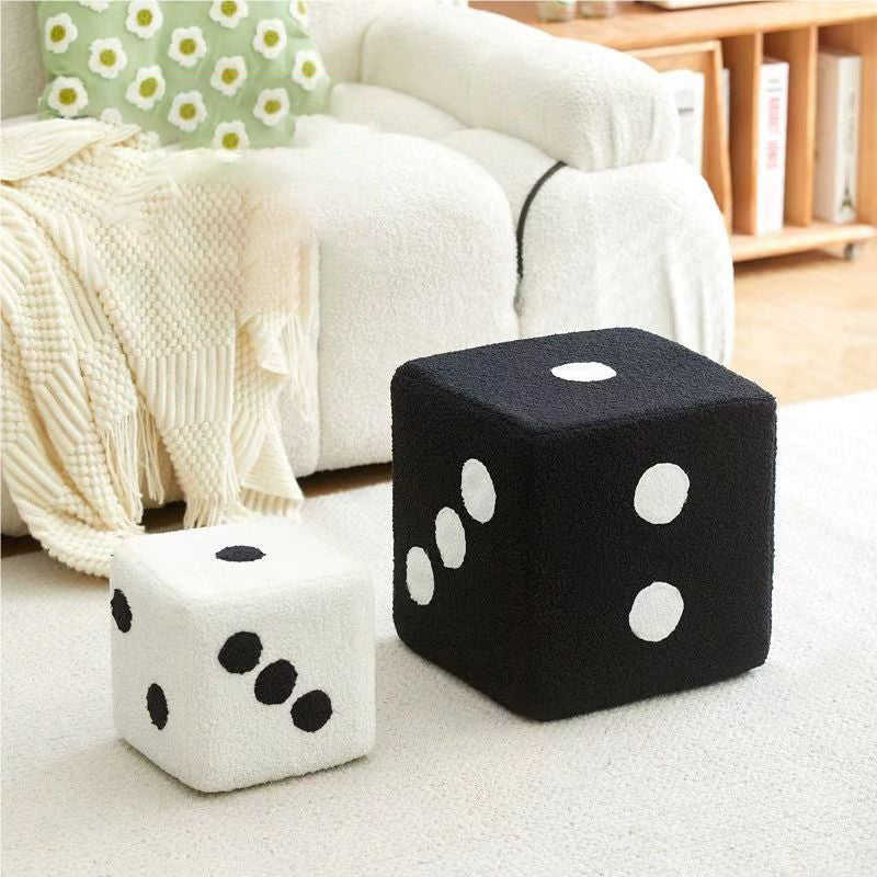Modern Minimalist Footstool Ottoman in Black and White Teddy Fleece – Square Design, Versatile Use for Living Room or Entryway 8