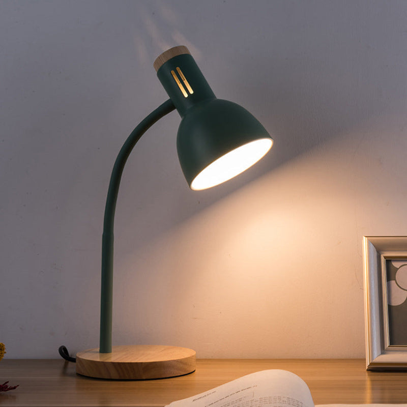 Modern Minimalist Table Lamp with Adjustable Arm and Wooden Base – Stylish Bedroom and Living Room Lighting 7