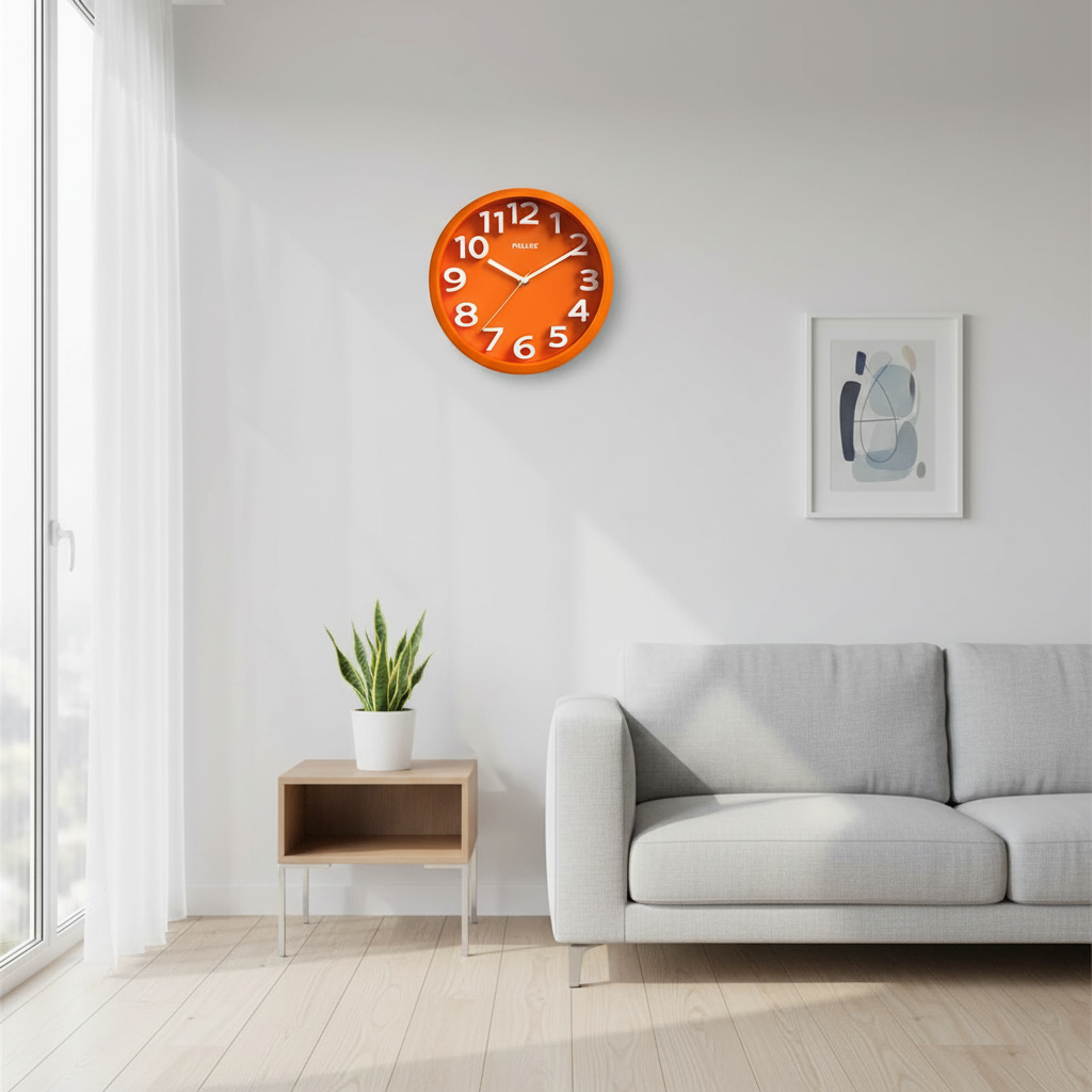 Modern Minimalist Wall Clock - Sleek 12-Inch Design in Black, Blue, or Orange - Silent Movement for Contemporary Spaces 1