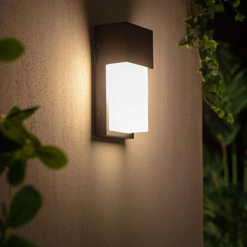 Modern Outdoor Wall Light - Elegant Black Metal Outdoor Wall Lantern with Soft Light Diffuser for Garden and Exterior Use 0