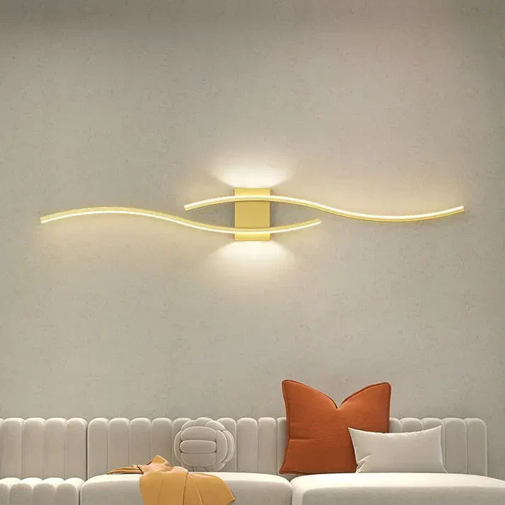 Modern Wave LED Wall Light, 60x15cm, Energy Efficient Warm White Glow, Stylish Wall Sconce for Living Room and Bedroom 9