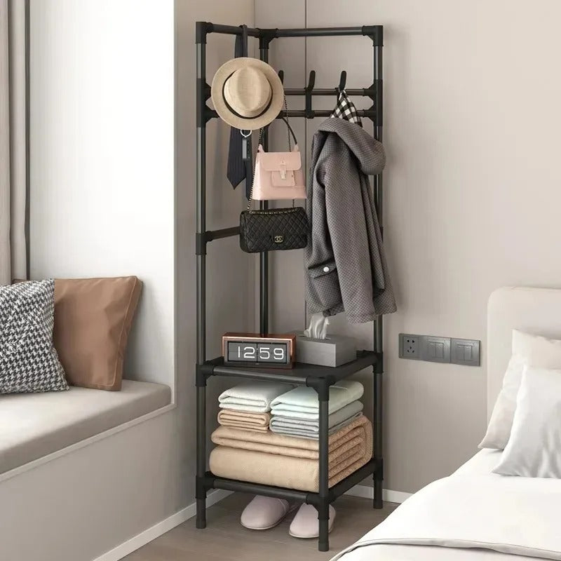 Multifunctional Corner Coat Rack with 3 Layers and Shelf – Space-Saving Hall Stand for Entryway and Bedroom Storage 3