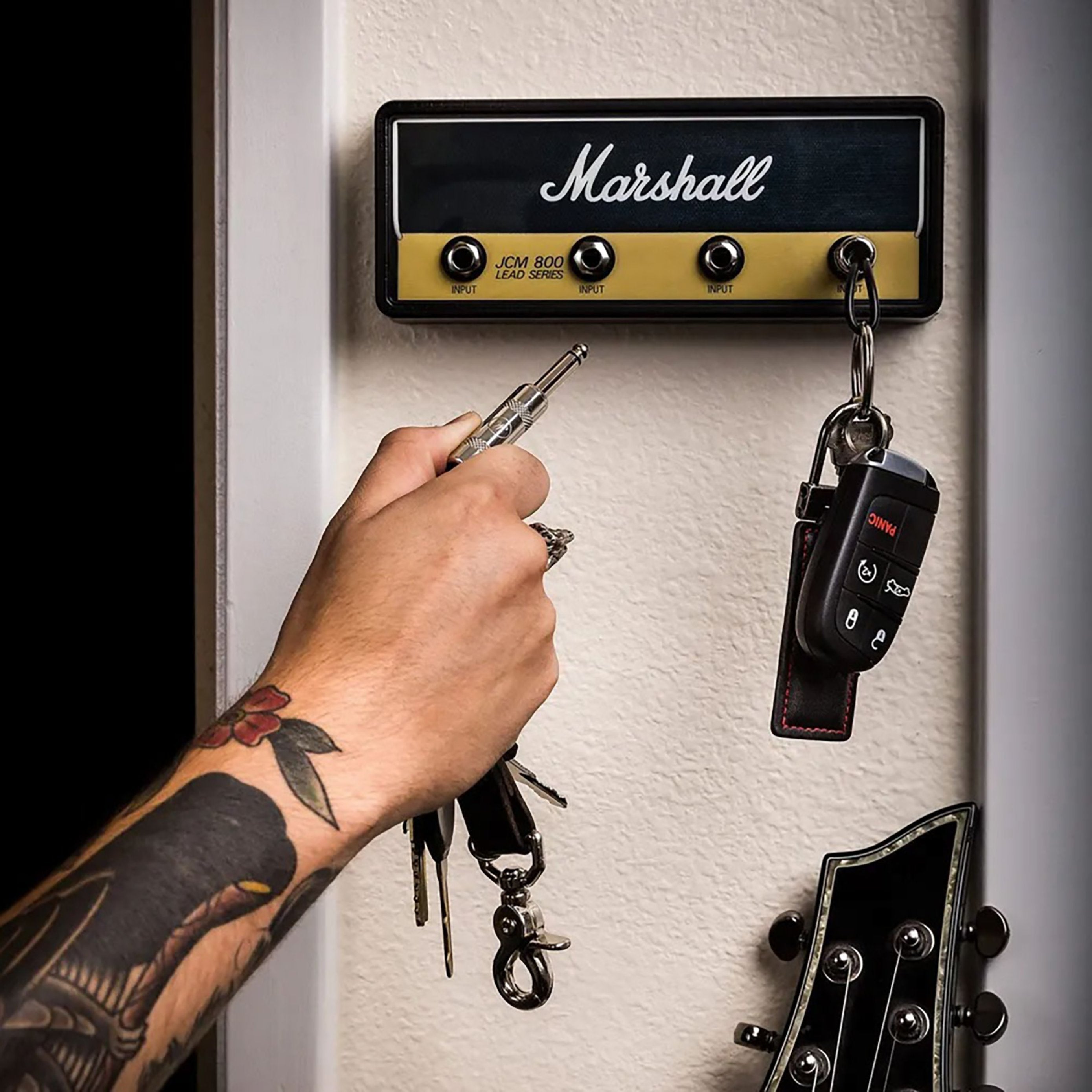 Musical Key Holder for Wall in Fender Amplifier Design with Guitar Plug Keychains – Unique Key Hooks for Music Lovers 2