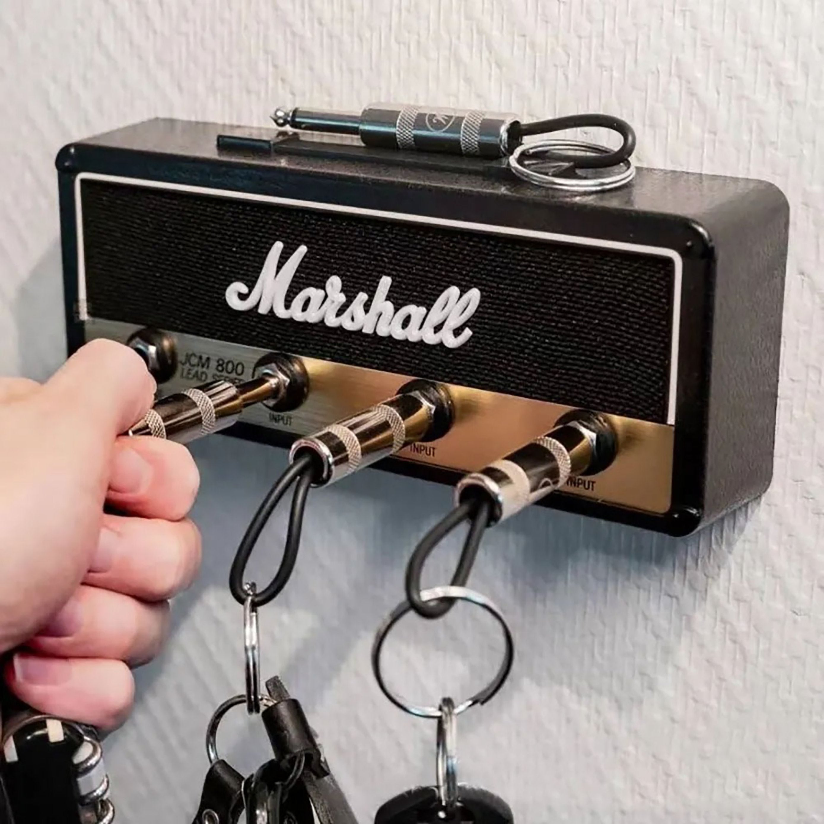 Musical Key Holder for Wall in Fender Amplifier Design with Guitar Plug Keychains – Unique Key Hooks for Music Lovers 4