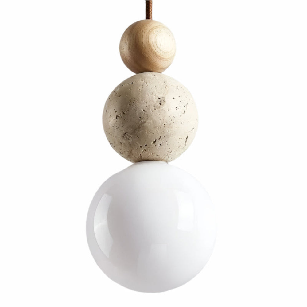 Natural Travertine Pendant Lamp - Sculptural Kitchen Pendant Lighting for Modern Interiors, Adjustable Hanging Light 0