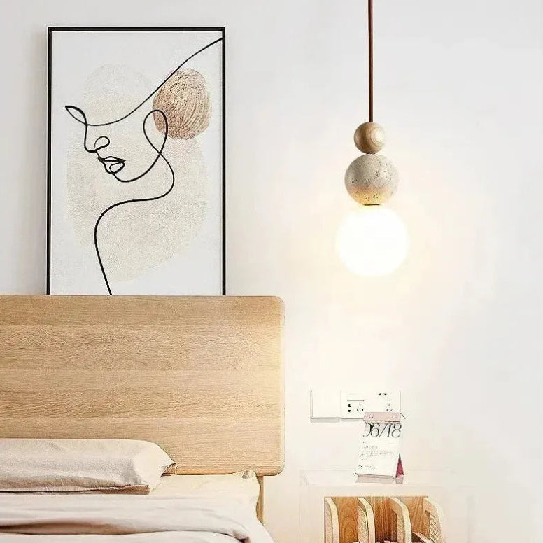 Natural Travertine Pendant Lamp - Sculptural Kitchen Pendant Lighting for Modern Interiors, Adjustable Hanging Light 2