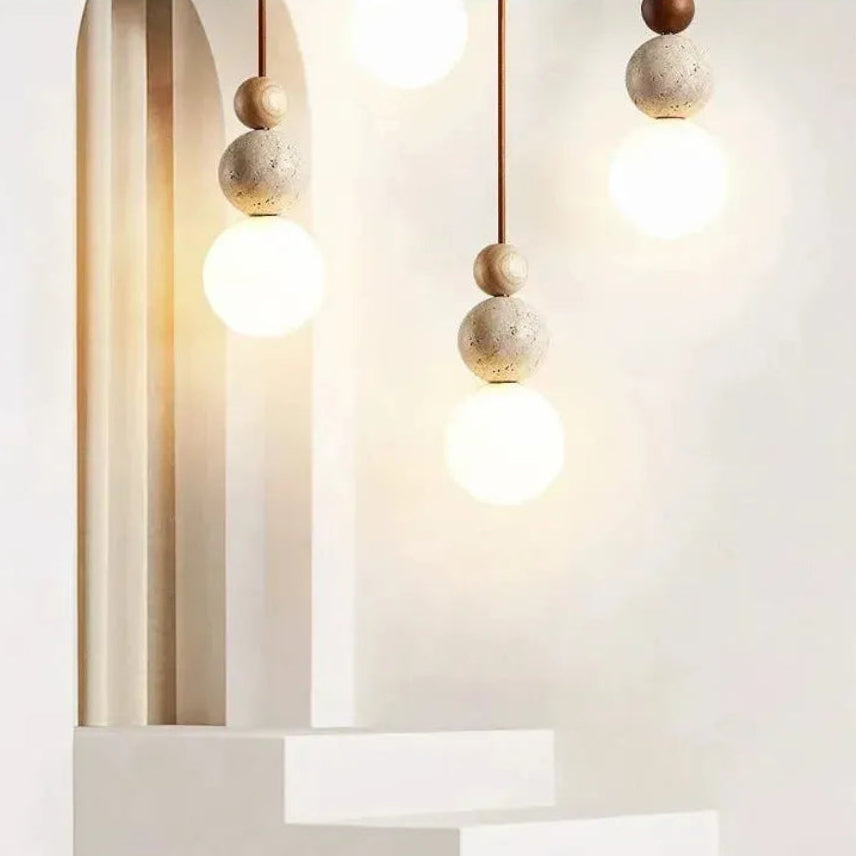 Natural Travertine Pendant Lamp - Sculptural Kitchen Pendant Lighting for Modern Interiors, Adjustable Hanging Light 6