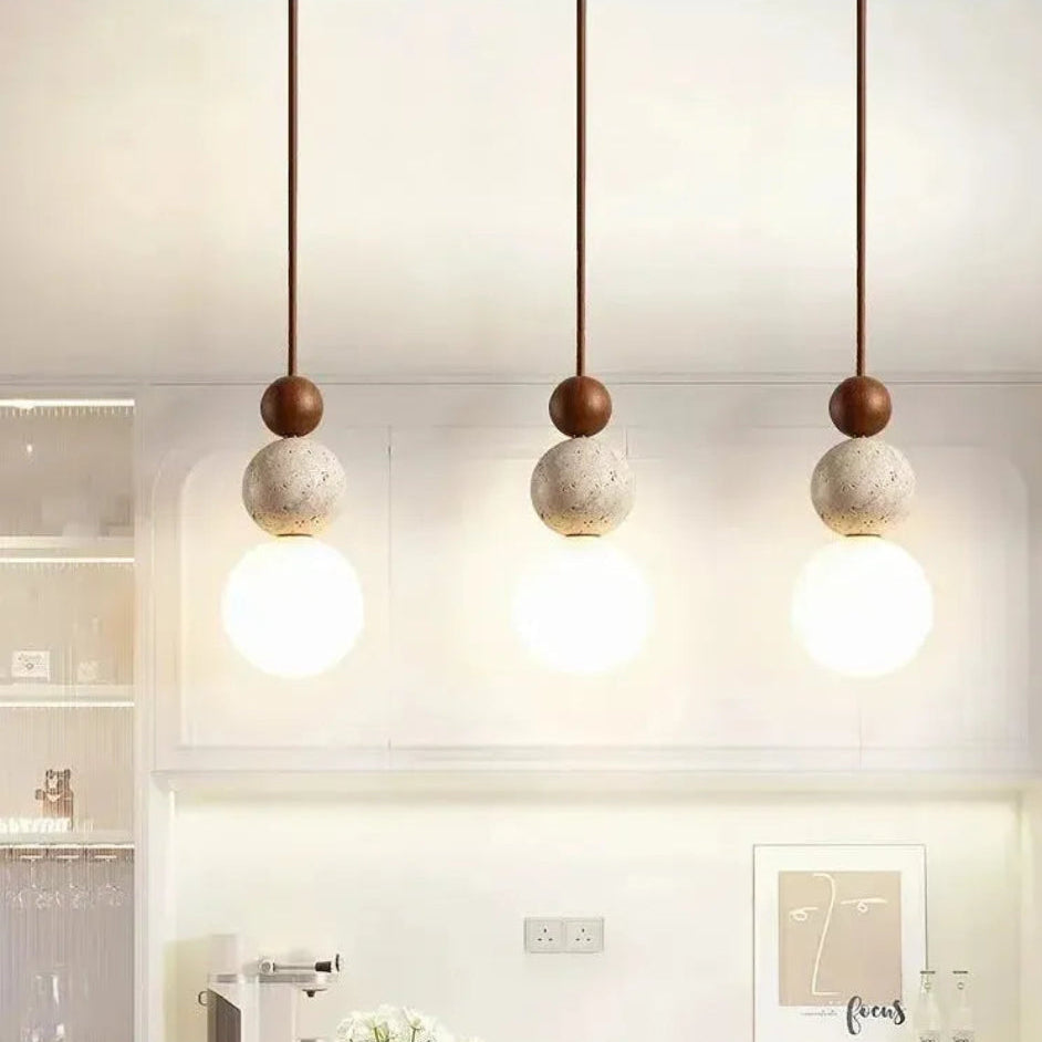 Natural Travertine Pendant Lamp - Sculptural Kitchen Pendant Lighting for Modern Interiors, Adjustable Hanging Light 7