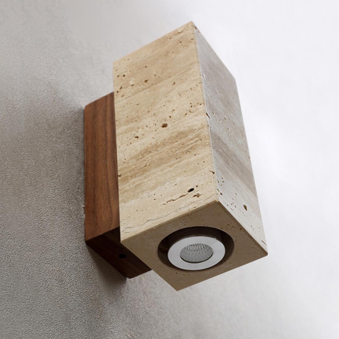 Natural Travertine Stone Wall Sconce – Compact LED Wall Light for Modern Home Decor 4