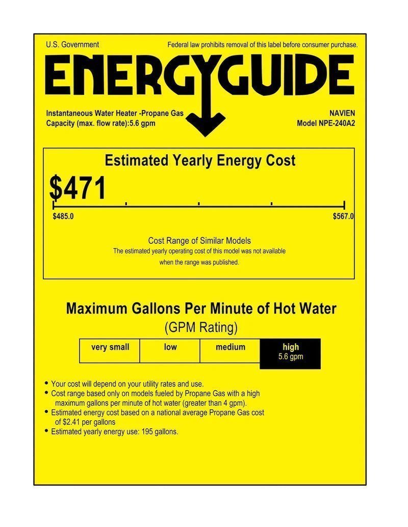 Navien NPE-240A2 High efficiency Condensing Tankless Water Heater