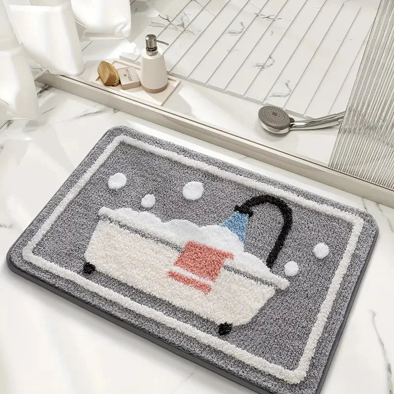 Non-Slip Knitted Bath Mat – Soft, Water-Absorbent Bathroom Mat with TPR Backing – Rectangular, Quick-Drying, 2.5cm Thick 0