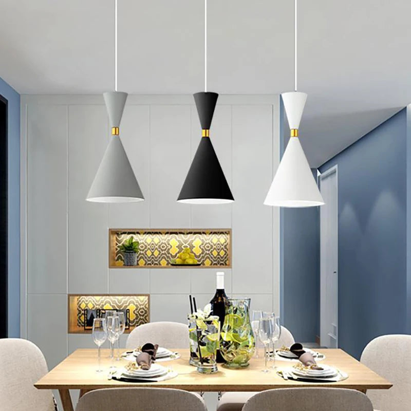 Nordic Geometric Black Pendant Light – Adjustable LED Hanging Light for Modern Kitchen and Living Room 3