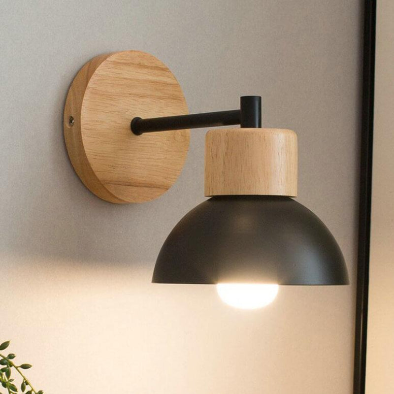 Nordic Wood Dome Wall Light – 1-Light LED Wall Lamp for Cozy Ambient Illumination in Minimalist Interiors 0