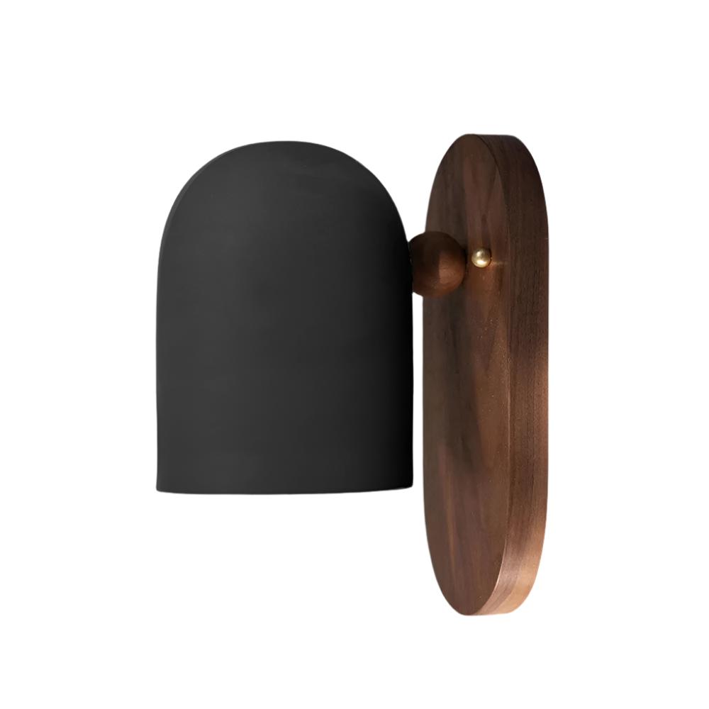 Nordic Zen Wall Sconce Lighting - Walnut and Iron Wall Lamp with Energy-Efficient LED Light 0