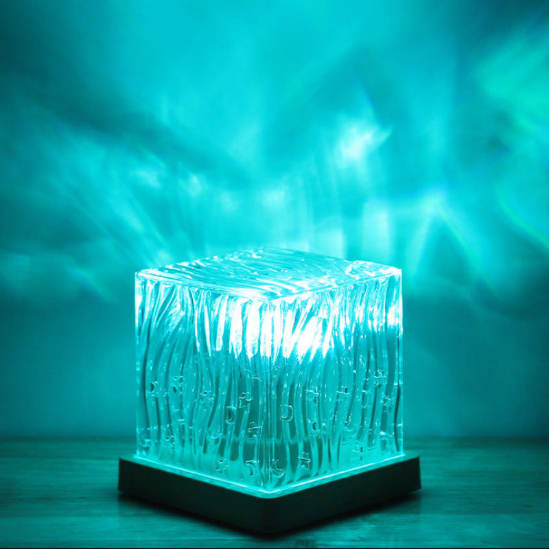 Aurora Water Ripple Projection Lamp with 16 Colors, USB Rechargeable Atmosphere Light for Bedroom and Living Room