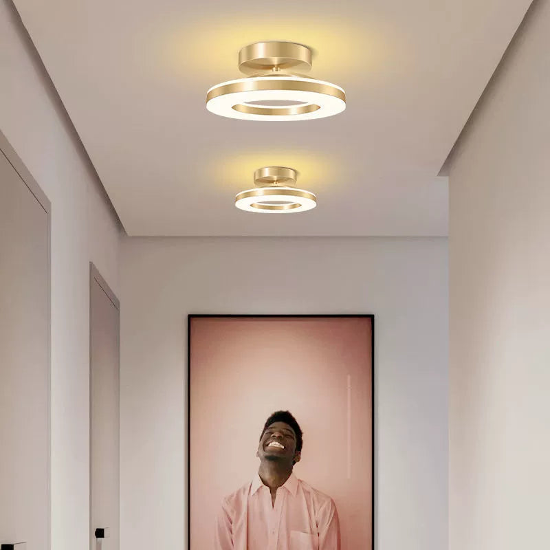 Modern ceiling lights in a room with a framed picture on the wall.