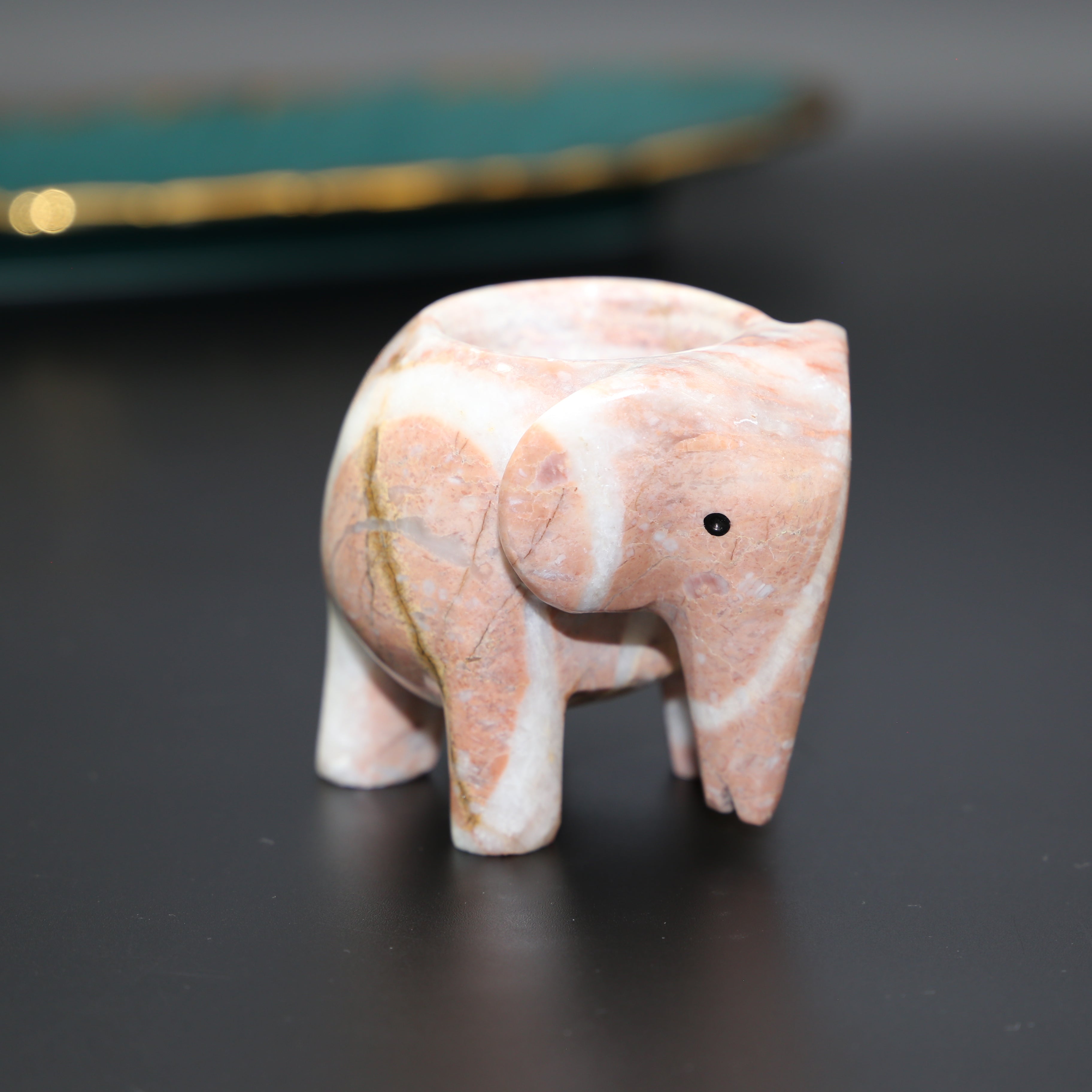 Onyx Marble Elephant Tea Light Holder – Elegant Home Decor Accent for Warm Ambiance and Tranquility 4