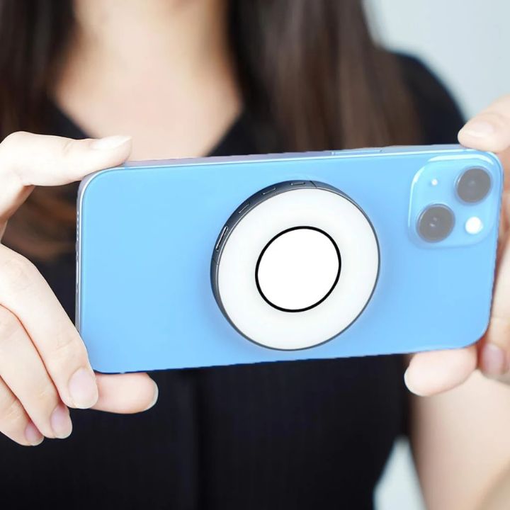 Portable Magnetic LED Phone Lamp with Adjustable Brightness – Compact Vlogging Light with 3 Light Modes and Magnetic Attachment 3