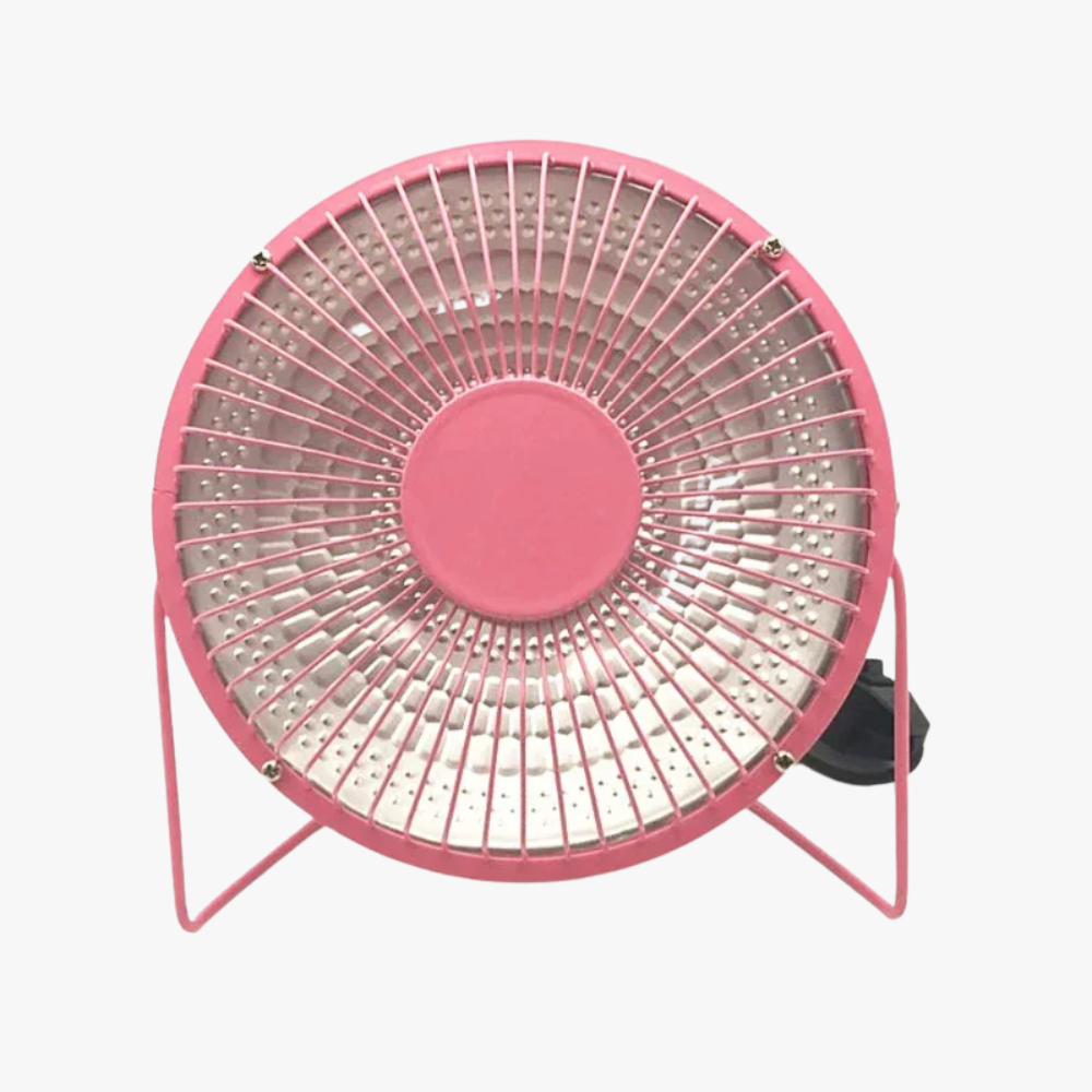 Pink mini heater on a white background