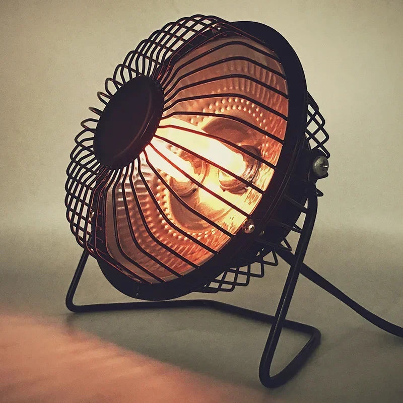Decorative lamp with a warm glow on a neutral background
