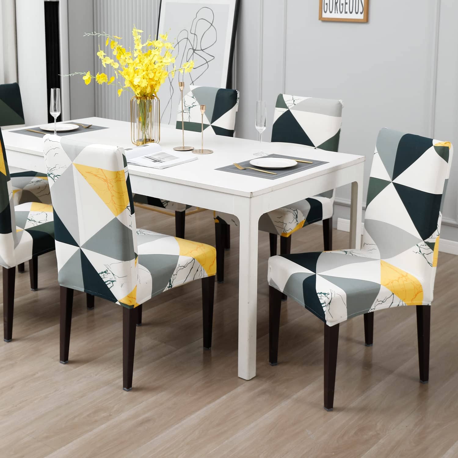 Premium Stretch Dining Chair Covers – Elastic Fit for Most Chairs, Machine Washable, Protects from Stains and Wear 13