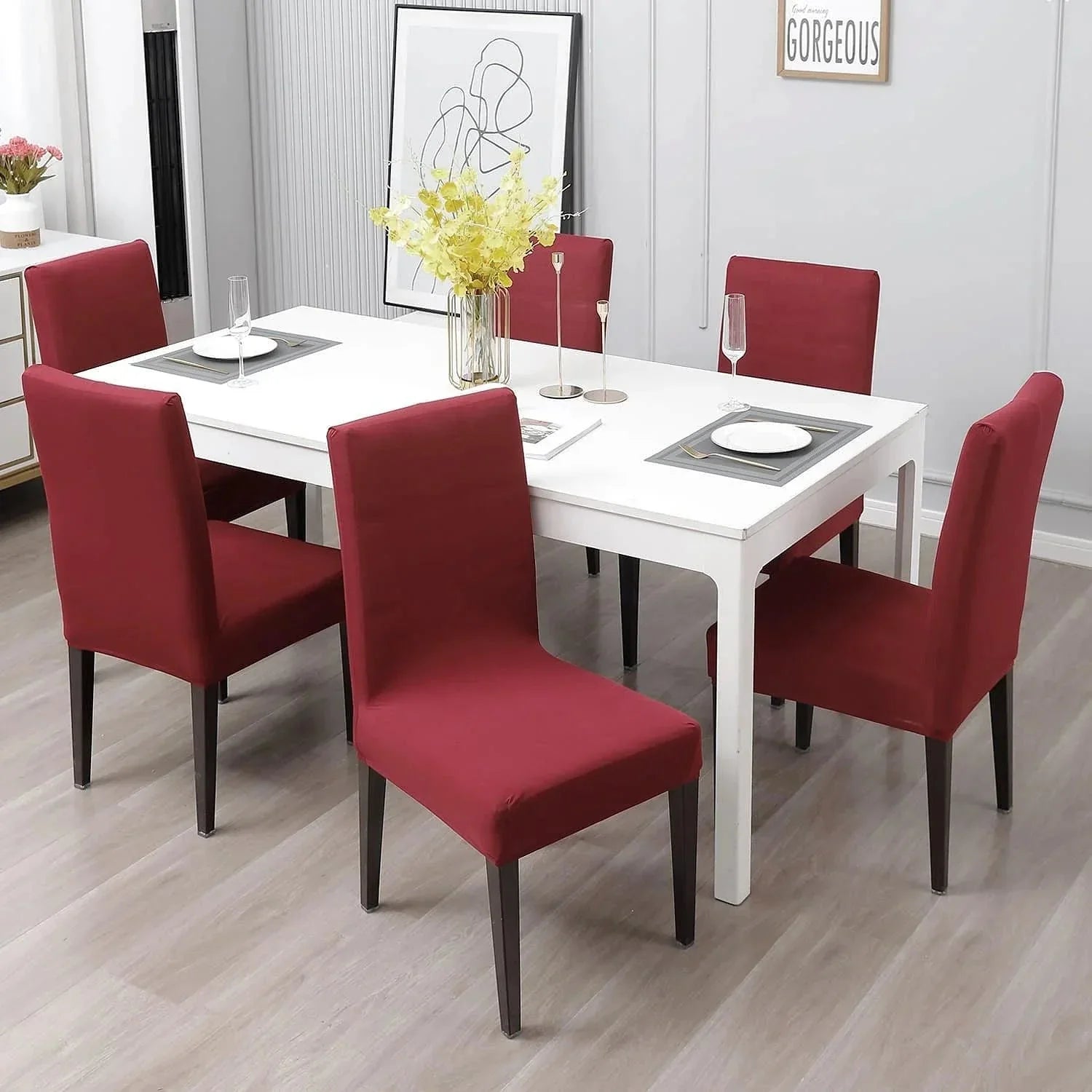 Premium Stretch Dining Chair Covers – Elastic Fit for Most Chairs, Machine Washable, Protects from Stains and Wear 2