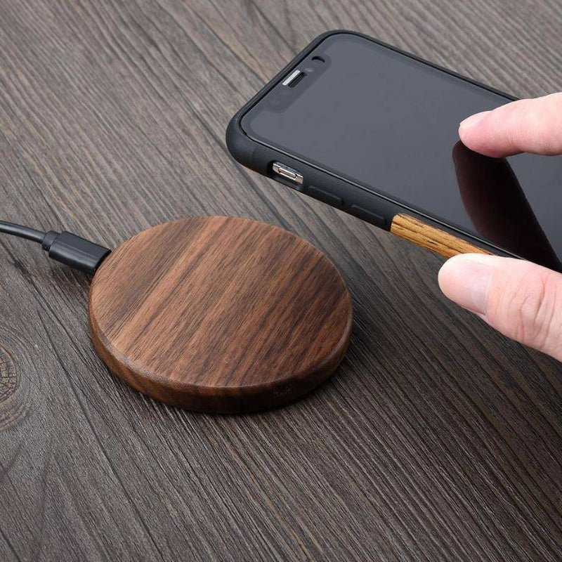 Qi Wireless Fast Charger with Natural Bamboo Design – Compatible with iPhone and Samsung Wireless Devices 0
