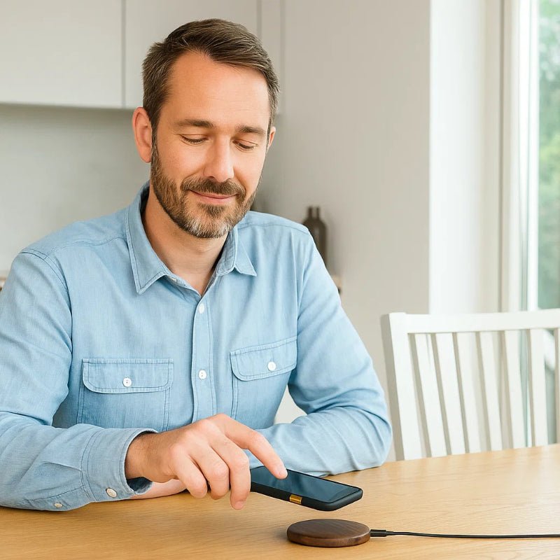 Qi Wireless Fast Charger with Natural Bamboo Design – Compatible with iPhone and Samsung Wireless Devices 2