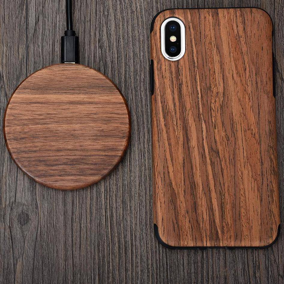 Qi Wireless Fast Charger with Natural Bamboo Design – Compatible with iPhone and Samsung Wireless Devices 7