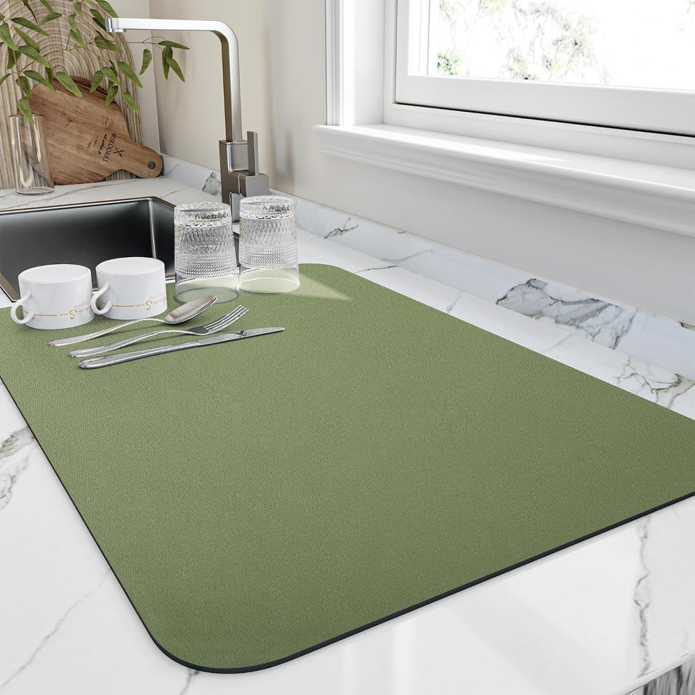 Quick-Drying Kitchen Drying Mat - Highly Absorbent Diatomaceous Earth, Space-Saving Design, Ideal for Dishes and Utensils 5