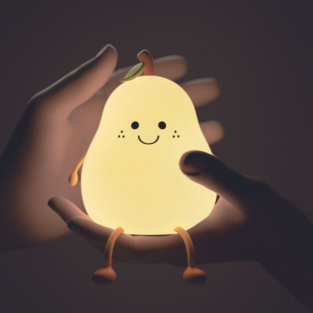 Rechargeable LED Night Light in Pear Shape – Soft Silicone Lamp for Children's Room with Dimmable Lighting and 7 Colors 2