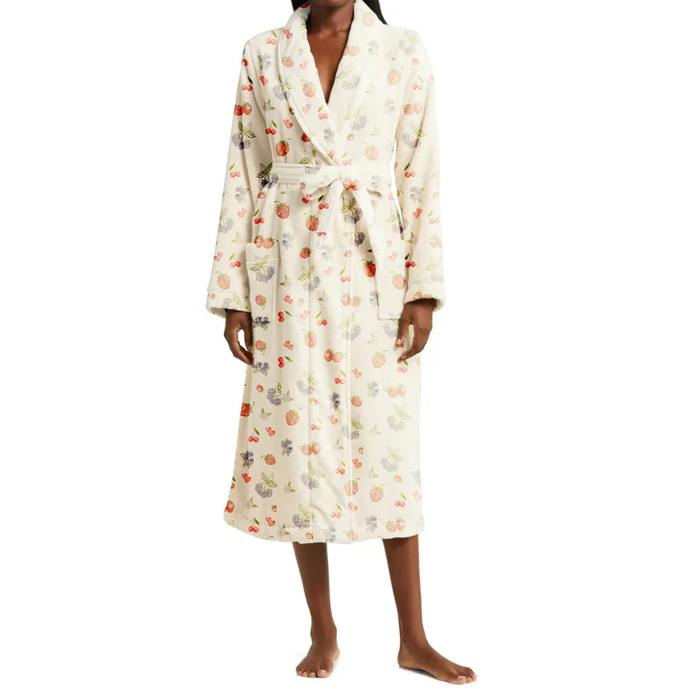 Floral patterned robe on a white background