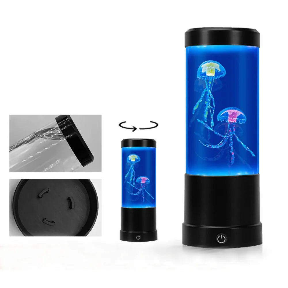 Jellyfish LED lamp with water intake feature on a white background