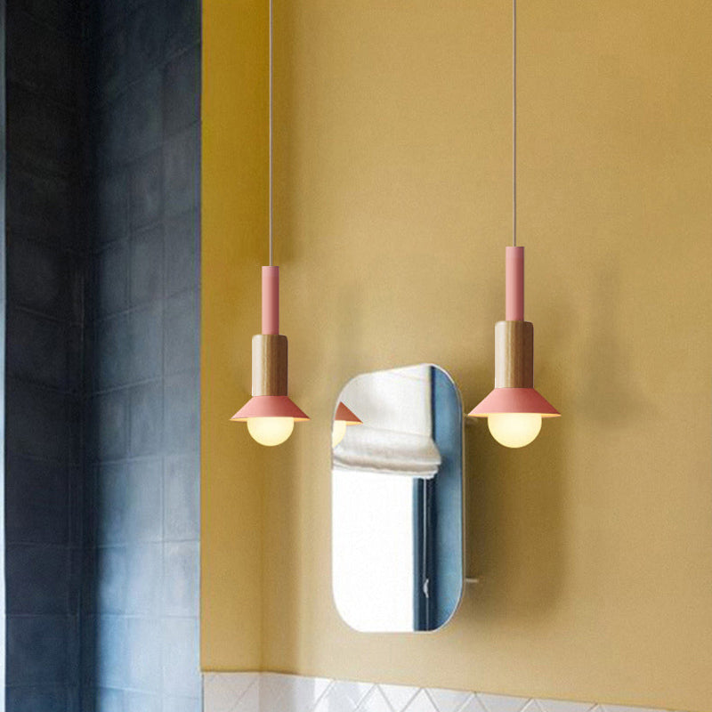 Scandinavian Pendant Light in Wood and Iron – Modern Minimalist Fixture for Living Room or Bedroom 1