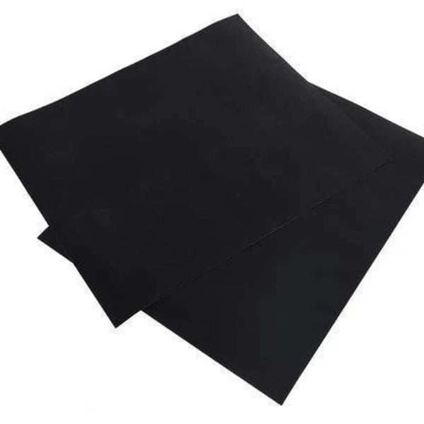 Two black sheets of paper on a white background
