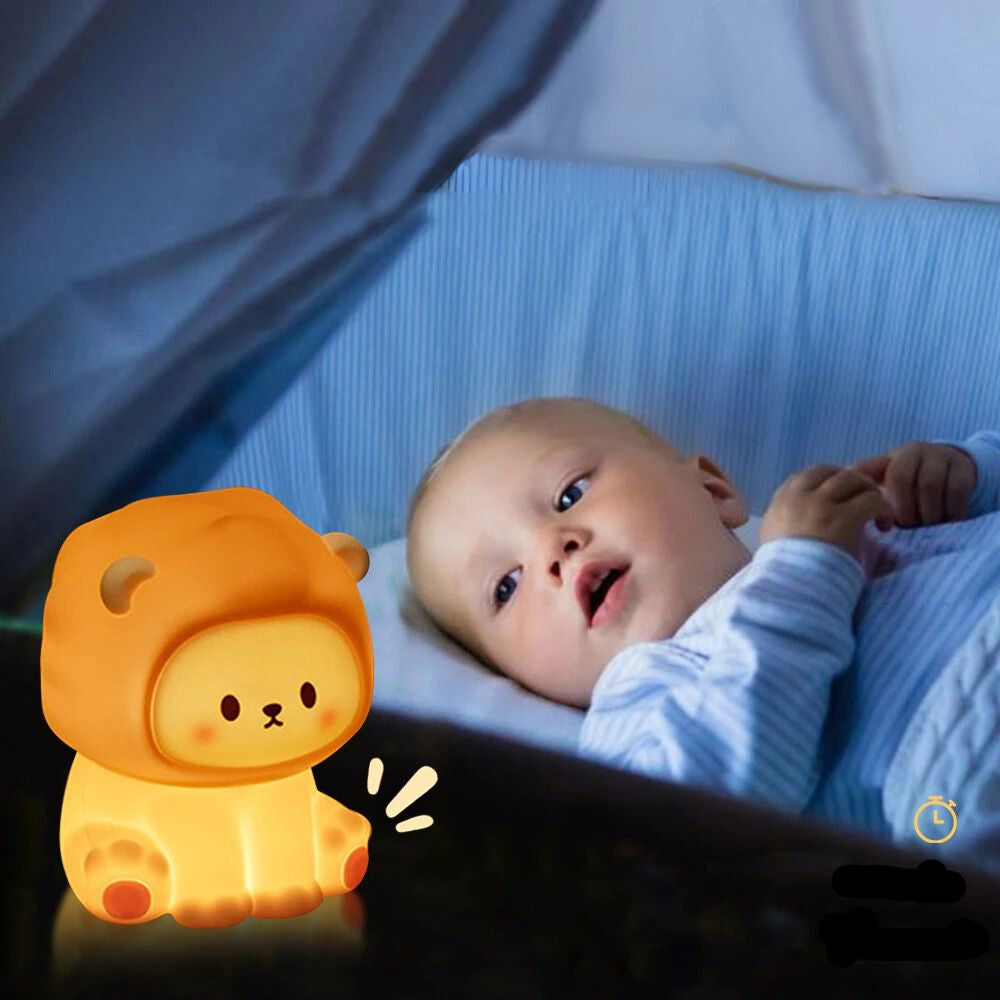 Soft Silicone Lion Night Light for Kids - Rechargeable LED Night Lamp with Adjustable Brightness 2