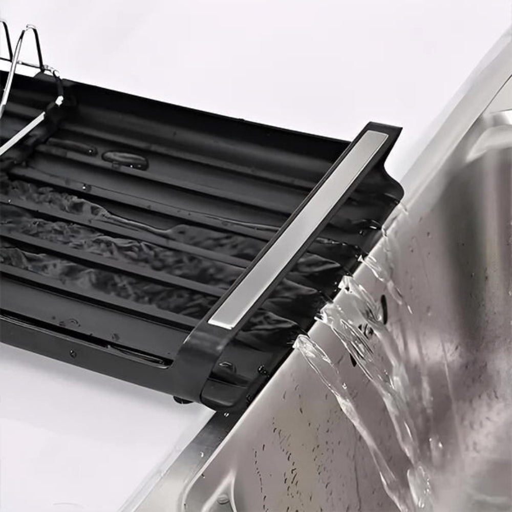 Stainless Steel Dish Drying Rack with Pull-Out Draining Board – Space-Saving Design for Efficient Dish Draining 4