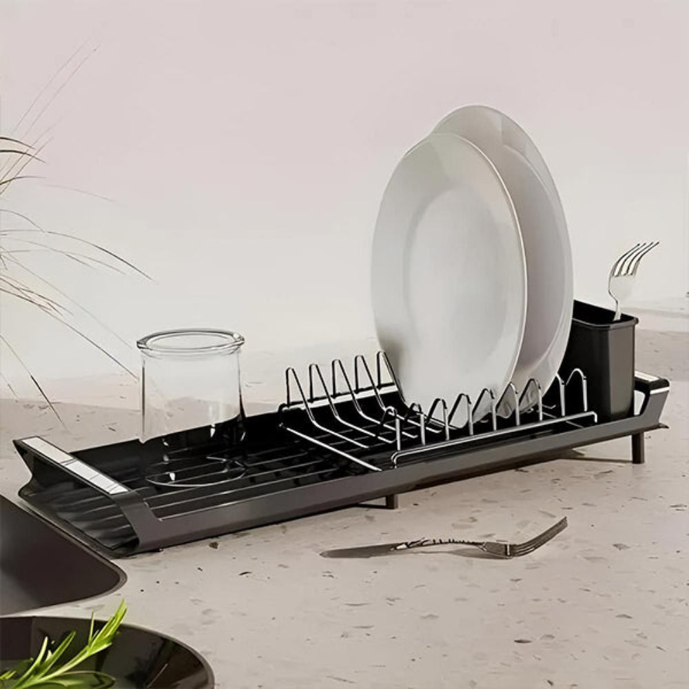 Stainless Steel Dish Drying Rack with Pull-Out Draining Board – Space-Saving Design for Efficient Dish Draining 5